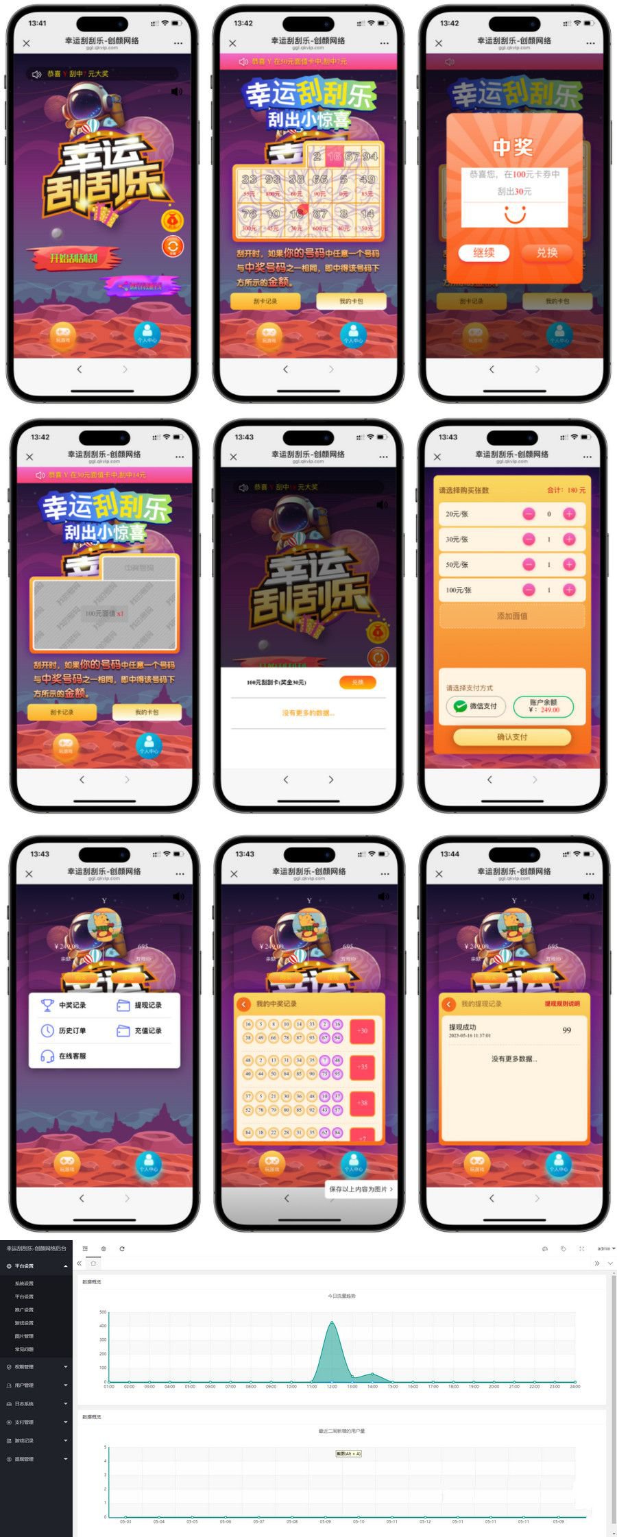 H5幸运刮刮乐抽奖多级分佣系统 图片