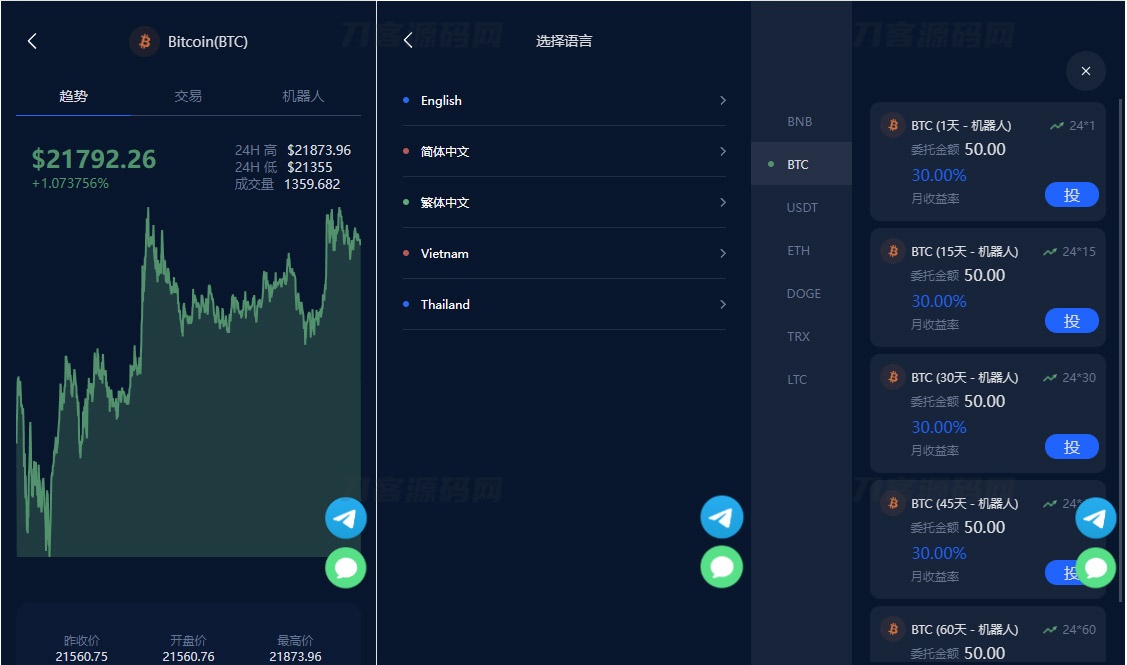 五语言BTC虚拟币质押投资理财_定期存币收益_加密货币机器人量化交易系统源码_内附搭建教程 五语言BTC虚拟币质押投资理财_定期存币收益_加密货币机器人量化交易系统源码_内附搭建教程